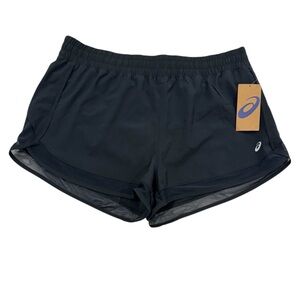 ASICS Running Short Lined Built in Panty Mesh Trim Zip Pocket Black NWT Size XL